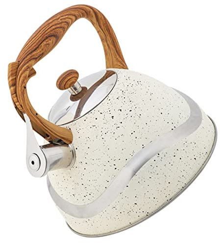 Alipis 1 PC 3l Stainless Steel Practical Kettle Whistling Kettle Wood Handle (White)