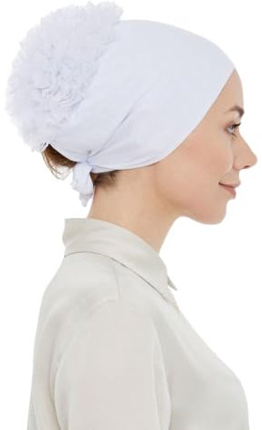 ihvan online Hijab Kappe, Kopftuch, Volumizing Anti Rutsch Kopftücher Unterkappe für Frauen, Bone mit Rückbindung, Weiß
