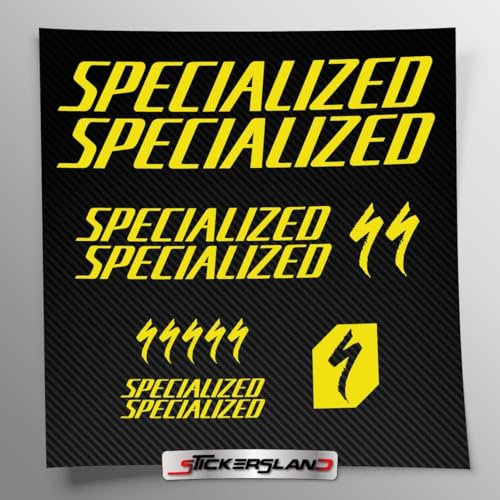 Stickersland® Aufkleber-Set kompatibel mit Rahmen MTB Mountainbike und Helm | Aufkleber-Aufkleber für Fahrräder mit Logos | Stickersland® (Glänzend Gelb)