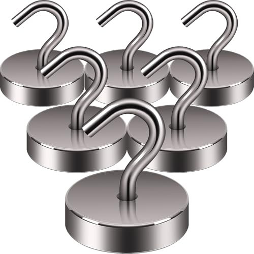 Neosmuk Magnethaken,30kg Magnet Haken Extra Stark für Spind Organizer,Neodym Magnete,Haken Magnetisch Sehr Stark für Werkstatteinrichtung,Heckzelt,Grill,Kleiderhaken,Grau