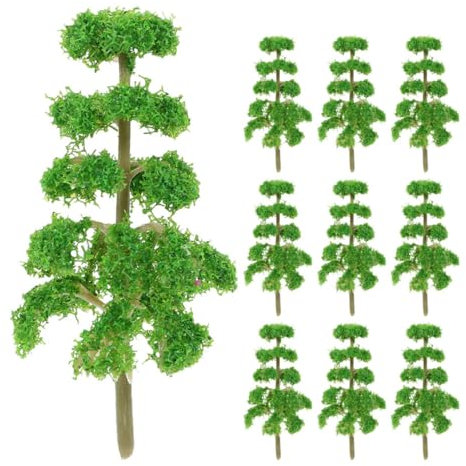 DIYEAH 10 Stück Kleiner Kiefern Grüne Kunststoffbäume für Modellbau und Diorama Landschaft