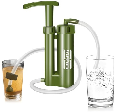 Filtro dell'acqua portatile per campeggio e sopravvivenza, pompa a mano, sistema di purificazione a 3 fasi, capacità 2000 l, perfetto per campeggio, avventura, zaino in spalla, sopravvivenza