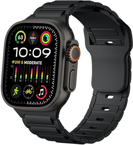 ALFARAY Silikon Armband Kompatibel mit Apple Watch Ultra 2 1 Armband 49mm 46mm 45mm 44mm 42mm - Alpine Ocean Sportarmband für iWatch Series 10 9 8 7 SE 6 5 4 3 2 1 Ultra 2 1 - Schwarz