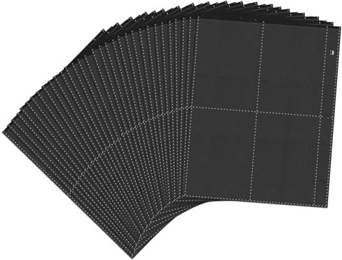 400 Pockets Sammelkarten Hüllen, Leere Sammelmappe Folien, Seiten Doppelseitiges Sammelalbum,Sammelkartenzubehör für 3 Löcher Ringbüchern, Sammeln aller Arten von Karten (Schwarz)