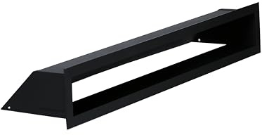 DEMLOU Rejilla de Ventilación Lineal 50x9 cm de Acero Negro RAL 9005. | Diseño tipo túnel para ventilación y salida de aire caliente en paredes, chimeneas y estufas; resistente hasta 200 °C.