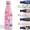 Gourde, 500ml Gourde Isotherme, Gourde Personnalisée avec des Ballon, Gourde Enfant Sans BPA, Facile à Nettoyer, Bouteille d'eau anti Fuite, Gourde Inox pour l'École, Bureau, Voyage, Sports, Rose