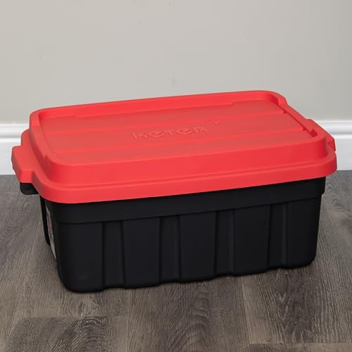 Samuel ALEXANDER 37L Black and Red Tuff Stackable Storage Box with Lid and Carry Handles
