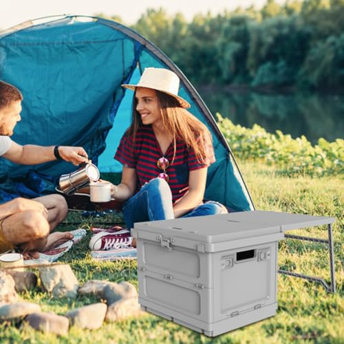 SPEALLOY 2-in-1 Foldable Storage Box & Table | Collapsible Organizer for Home, Camping & Markets ABS+PP Composite | DIY Stickers Included