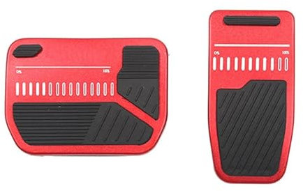 Gaspedal Feststellbremse Für Tesla Für Modell Y Für Juniper 3 Für Highland 2021-2025 Rutschfeste Aluminium Bremsbeschleunigerpedalabdeckungen Zubehör Fußpedalpolster-Set Bremspedal Gaspedal(Sports-Red