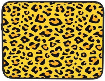 Funda para ordenador portátil de 17 pulgadas, diseño de leopardo, color amarillo y negro