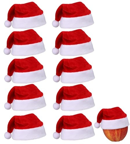 JunGG Mini Weihnachtsmützen Kleine Nikolausmütze 10er Set, Santa Hut für Weihnachtsdeko