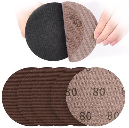 UMXIUO 30 Pièces Disque Abrasif 150 mm Maille Grain 80 Papier a Poncer | Disque de ponçage Autoagrippant pour Ponceuse Excentrique, Ponceuse Plâtre, Murale, Anticolmatage