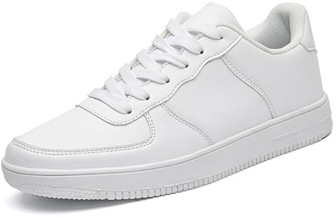 LECYGNB Men's Casual Fashion Trainers Sneakers Comfortable Breathable Lightweight Lace-Up Walking Shoes White UK 9.5