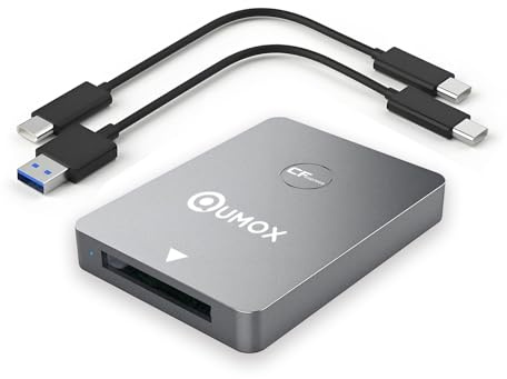 QUMOX Lecteur de cartes CFexpress Type B avec USB 3.1 (Gen 2) 10 Gbit/s, adaptateur USB-C USB-A Type B CFexpress, compatible avec iPhone 16/15, Windows/Mac/Linux/Android,ordinateurs portables tablette