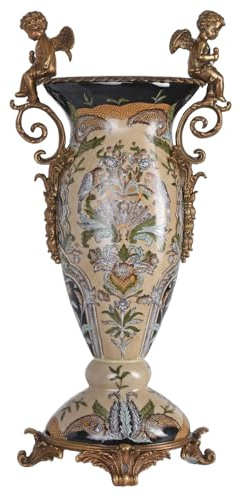 Ormolu Gefäß Chateau MONFORT 50 cm • Französische Barock Prunkvase mit Amoretten • Porzellan Krakelee handbemalt • Vergoldete Bronze Montierungen • Luxus Deko Vase im Louis XV Stil