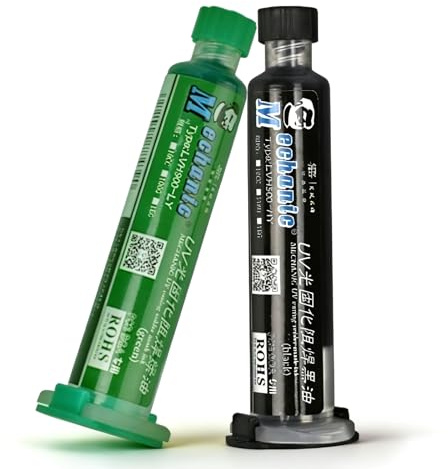 VOBOR UV Lötmasken Tinte, 2 Stück 10CC Härtende Lötstopptinte, Lötstopplack, PCB Leiterplatten Isolationsschutzlack