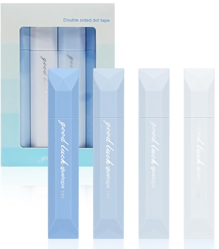 Hlimind 4er-Pack Doppelseitige Kleberoller, Wiederauffüllbarer Klebestift für Fotos & Basteln – Selbstklebende Rolle für Alben, Karten, Tagebücher, Scrapbooking Zubehör