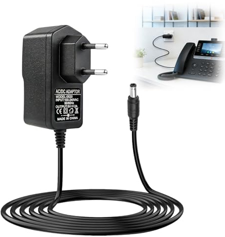Fuente de alimentación 5V 2A para Yealink T54W T85W T87W T73U T73W T74U | Cargador para T77U T74W TP-Link Netgear D-Link Fanvil SIP-Phone, Adaptador para IP Teléfonos 100cm Cable