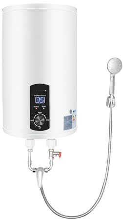 Chauffe-eau électrique pour réservoir - 2000 W - Capacité de 25 l - Affichage numérique de la température 77-167 °F - Avec douche à main et robinet