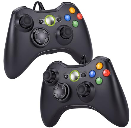 Vexnaro 2 per Controller Compatibile con Xbox 360 Confezione, Joystick Ergonomico und Dual Vibration, Controllo Preciso, Gamepad USB con Cavo, Compatibile con Windows XP/7/8/10