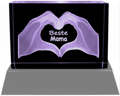 Kaltner Präsente Stimmungslicht - Das perfekte Mama Geschenk: LED Kerze/Kristall Glasblock / 3D-Laser-Gravur/Beste Mama der Welt/Geburtstagsgeschenk für Mama/Geschenke für Mama Weihnachten
