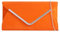 fi9® Pochette in camoscio tinta unita per matrimoni, serate, feste, borsa a mano, Arancione, medium