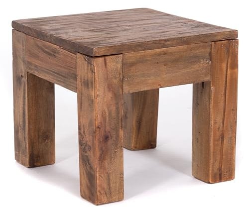 DESIGN DELIGHTS RUSTIKALER COUCHTISCH Square 40 | Mahagoni, massiv, 40x40x40cm (HxBxT) | Beistelltisch