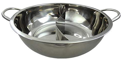 yoaxia ® - [ Ø 32cm Edelstahl HOT POT ] Topf mit 2 Kammern / Feuertopf / Shabu Shabu
