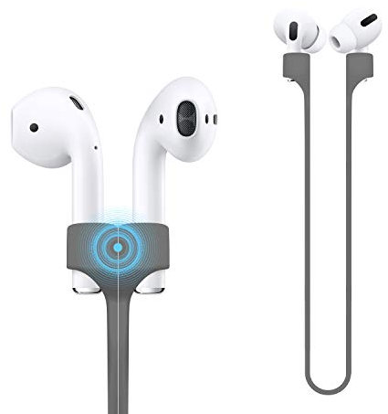 Deexeen Compatible for Magnetic Anti-lost Strap AirPods 1 2 Pro Accessory - Colorful Soft Sport String Tether Lanyard, Running Silicone Wire Cable Connector, Silica Gel Neck Rope Cord - Grey