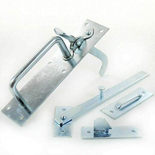 Infinity Decor Heavy Duty Galvanized Zinc Iron Suffolk Gate Thumb Latch Catch Set Ideal for Wooden Garden Gate, Garage & Shed Door Handles