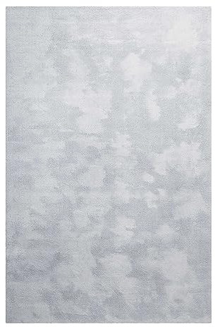 Homie Living Hochflor Teppich, modern, kuschelige, weich, flauschig für Wohnzimmer, Schlafzimmer und Kinderzimmer Sienna (Hellgrau Silber, 70 x 140 cm)