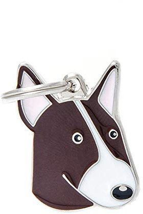 Dreamls Haustieranhänger, Hundemarke Schlüsselanhänger Anhänger Metall Schlüsselanhänger Ring Dekor für Geburtstag (Bullterrier Braun)
