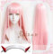 Neuankömmling DARLING im FRANXX 02 Zero Two 100 cm langes rosa synthetisches Haar Cosplay Kostüm Perücke + Horn Haarband Perücke und Haarband