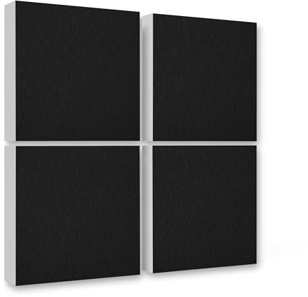 platino24 Akustipaneele 4 Elemente Colore Rechteck 825 x 550 x 50 mm Schwarz I Schallabsorber aus Basotect ® G+ mit Akustikfilz I Schalldämmung Wand & Decke I Akustikelement Wandpaneel