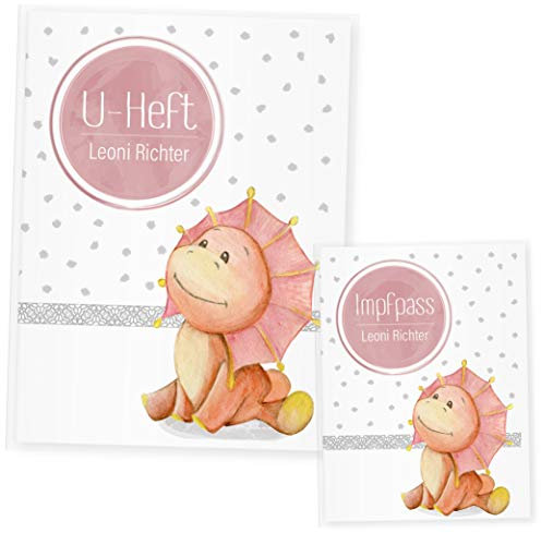 U Heft Hülle Dino Uhefthülle & Impfpass Hülle Set, (Uheft Set personalisiert, Dinosaurier 5)
