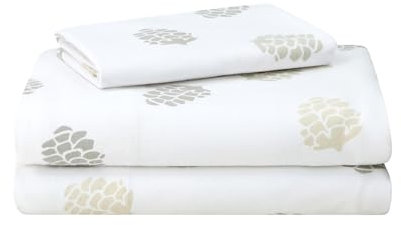 Featherhead Bedrucktes Flanell-Bettwäsche-Set mit extra tiefen Taschen, 100 % Bio-Bettwäsche – Luxuriöses 4-teiliges weiches Bettwäsche-Set für King-Size-, Queen-Size- und Doppelbetten (Doppelbett)