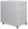 Rollcontainer 3 Schubladen + Materialauszug H 65 x B 43 x T 60 cm | Bürocontainer aus Holzwerkstoff in Lichtgrau | Schreibtischwagen abschließbar | Schubladenschrank aus hauseigener Fertigung