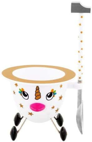 Pylones Eierkocher - Schmortopf Einhorn, COUNTERTOP DAMPFGARER, Weiß mit Edelstahlakzenten, ABS, Edelstahl, Hammer, Löffel
