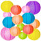 20Stk Bunt Papier Laterne, MEZOOM Rund Papierlampion Kinder Papier Laternen 4 Große Lampenschirm zum Aufhängen Deko für Party Garten Hochzeit