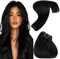 Hetto Hair Extensions Real Human Hair Black Weft 100g 18 Inch Remy Straight Natural Black Sew in Hair Extensions Invisible Double Weft Weave #1