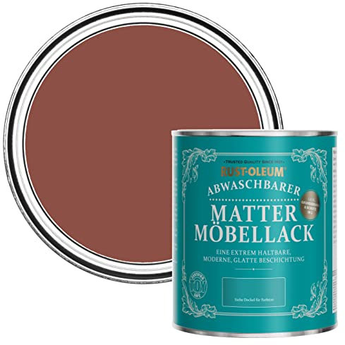 Rust-Oleum Rouge Peinture Mate & Lessivable pour Meubles, Finition Mate - Rouge Brique 750ml