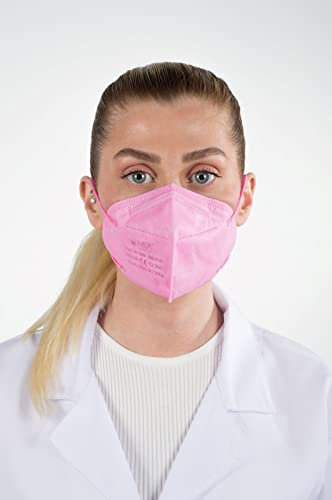 Mer Mask FFP2 Maske CE Zertifiziert I FFP2 Masken 5-Lagen Staubschutzmasken I 20x Masken im Set I Masken Mundschutz zur Vorbeugung und zum Schutz (Rosa)