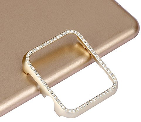 Gehäuse Glitzer Kompatibel mit Apple Watch 7 41MM Hülle Gold, Bling Glitzer Diamant Strass Schutzhülle Aluminium Bumper Case Kratzfest Stoßfeste Schutz Tasche Kompatibel mit Apple iWatch Serie 7