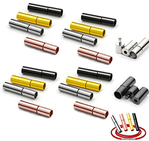 Leder Endkappen, 40Pcs Lederband Verschluss Silber, Verschluss für Armband, Schnur Endkappen zur Schmuckherstellung für 4mm Schnur Halskette Armband Herstellung Zubehör