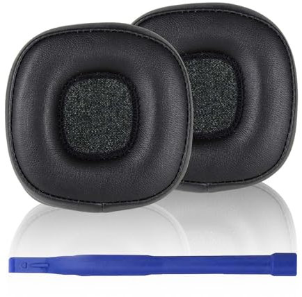 Aiivioll Protein Faux Leather Replacement Ear Pads for Marshall Major IV Headphones,Over-Ear Headphones Ear Pads,Memory Foam Ear Cushions with Breathable Hole .(Black)