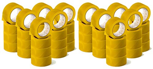 OFITURIA Ruban adhésif, couleur jaune, ruban pour emballer et organiser vos boîtes et envois, sceau de différentes couleurs vives 66 mt x 48 mm (48 unité - Jaune)