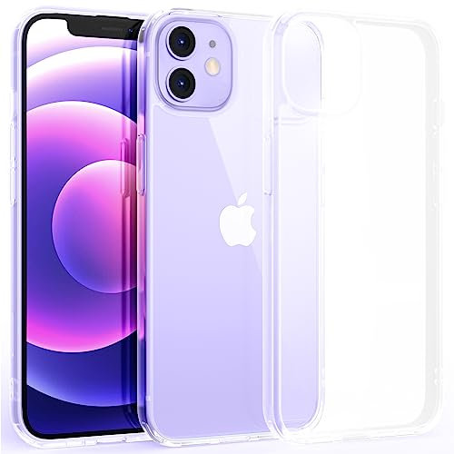Supdeal Stoßfeste Klar Hülle für iPhone 12/12 Pro, [Nicht vergilbend] [10FT Militärischer Fallschutz] Hart Durchsichtig Rückseite Vier Eckenairbags Fallschutz Handyhülle, 6,1 Zoll, Transparent