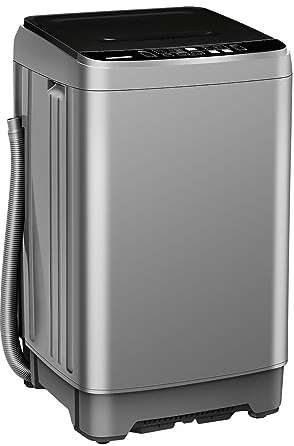 Lavadora automática completa con pantalla LED, 10 programas y 8 selecciones de niveles de agua, 15 libras para el hogar, RV, camping, apartamento, dormitorio, color gris