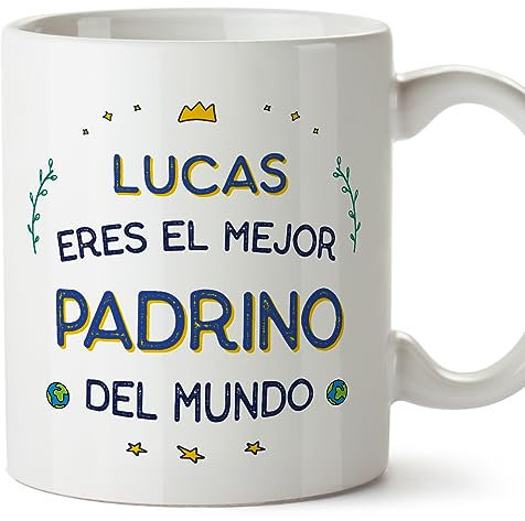 MUGFFINS Tazas Personalizadas para PADRINO - En Español - Mejor del Mundo - 11 oz / 330 ml - Regalo personalizable original y divertido