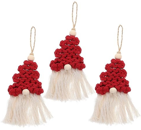 Amosfun 3st Weihnachtsbaum-makramee-Ornament Weihnachtsdekore Makramee-weihnachtsschmuck Baum Hängende Ornamente Makramee-weihnachtsmann Weihnachtsbedarf Weihnachtsutensilien Einfach